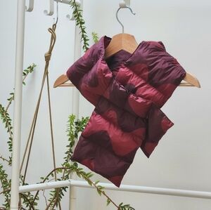 Stylish Burgundy and Pink Puffer Scarf